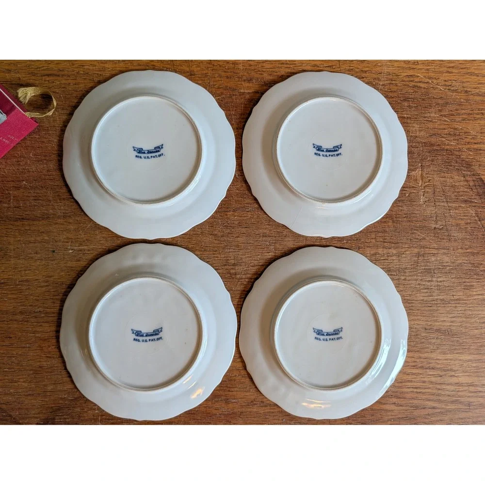 Vtg Blue Danube Bread Butter Plates Set of 4 Blue Onion Scalloped 6.75in READ***